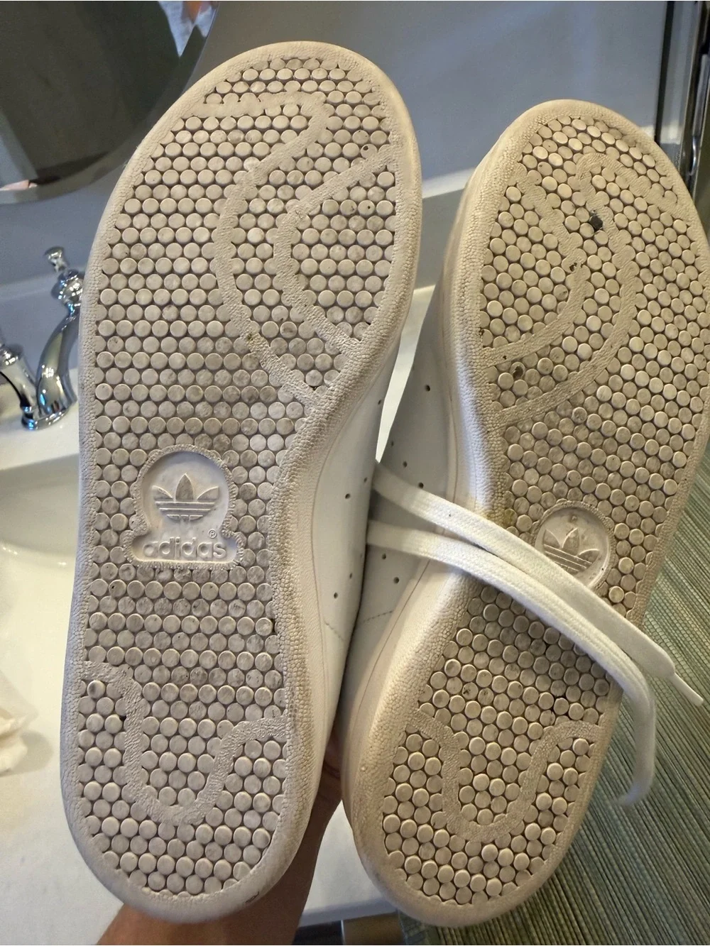 adidas White Leather Sneakers with Gold Heel Tab